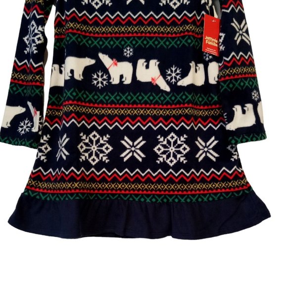 GIRL & DOLL Matching pajamas  SMALL (5-6)  Polar Bear Fleece  Navy Blue NWT  2pc - Picture 3 of 10
